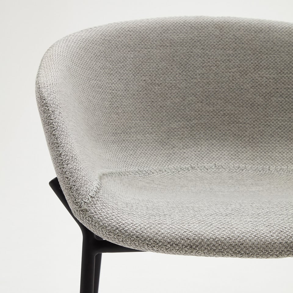 Scaun bar gri deschis din metal Yvette Low Kave Home