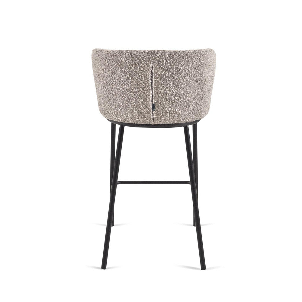 Scaun bar gri deschis din textil Ciselia Shearling Kave Home
