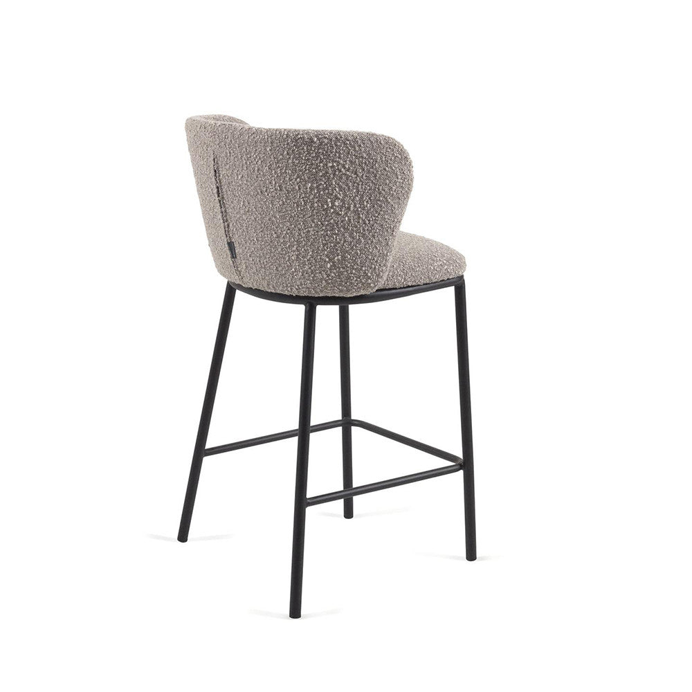 Scaun bar gri deschis din textil Ciselia Shearling Kave Home