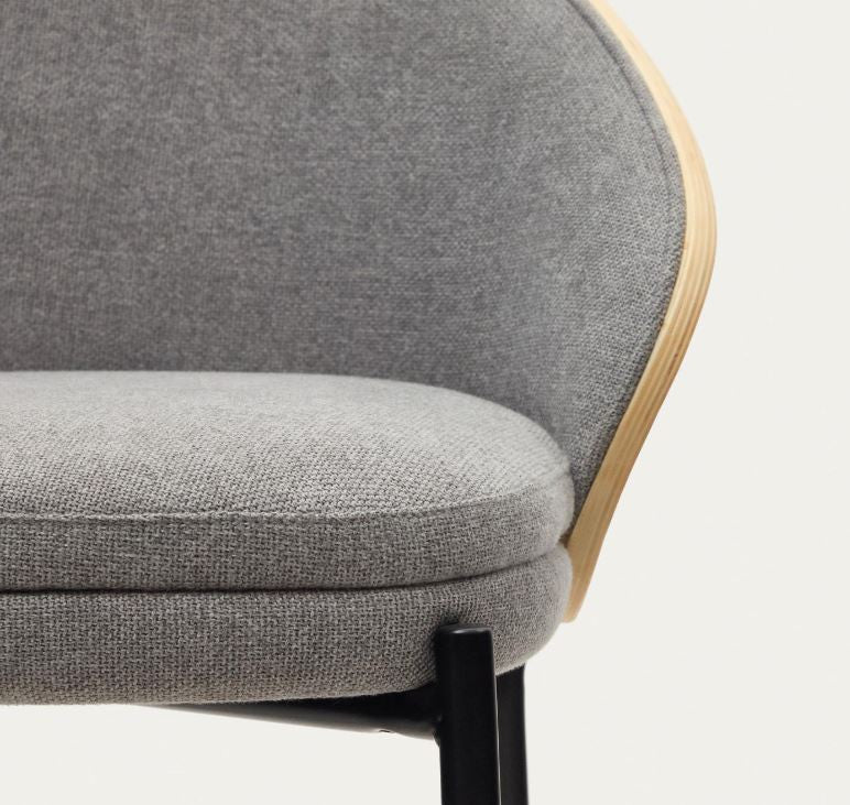 Scaun bar gri deschis/maro din textil Eamy Kave Home