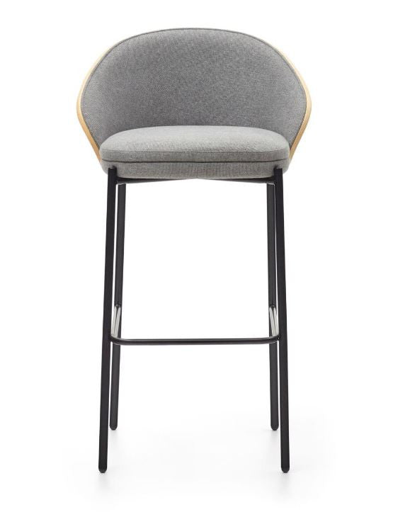 Scaun bar gri deschis/maro din textil Eamy Kave Home