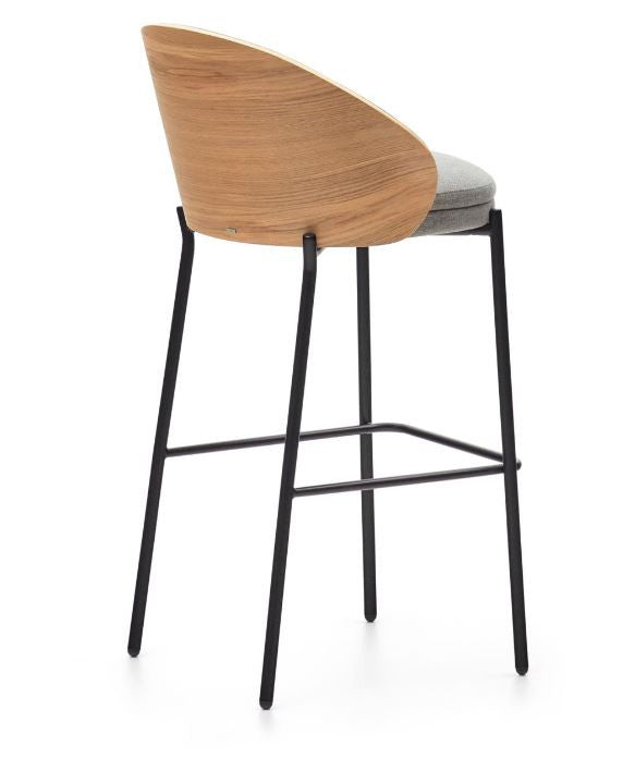 Scaun bar gri deschis/maro din textil Eamy Kave Home