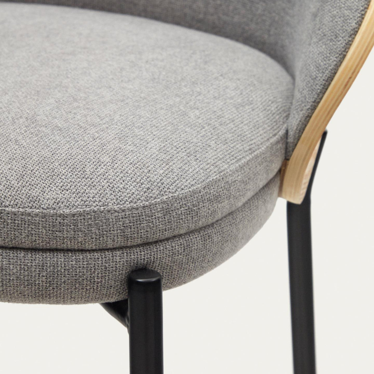 Scaun bar gri deschis/maro din textil Eamy Low Kave Home