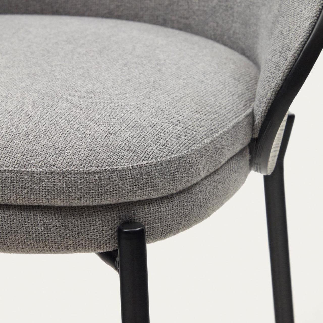 Scaun bar gri deschis/negru din textil Eamy Low Kave Home