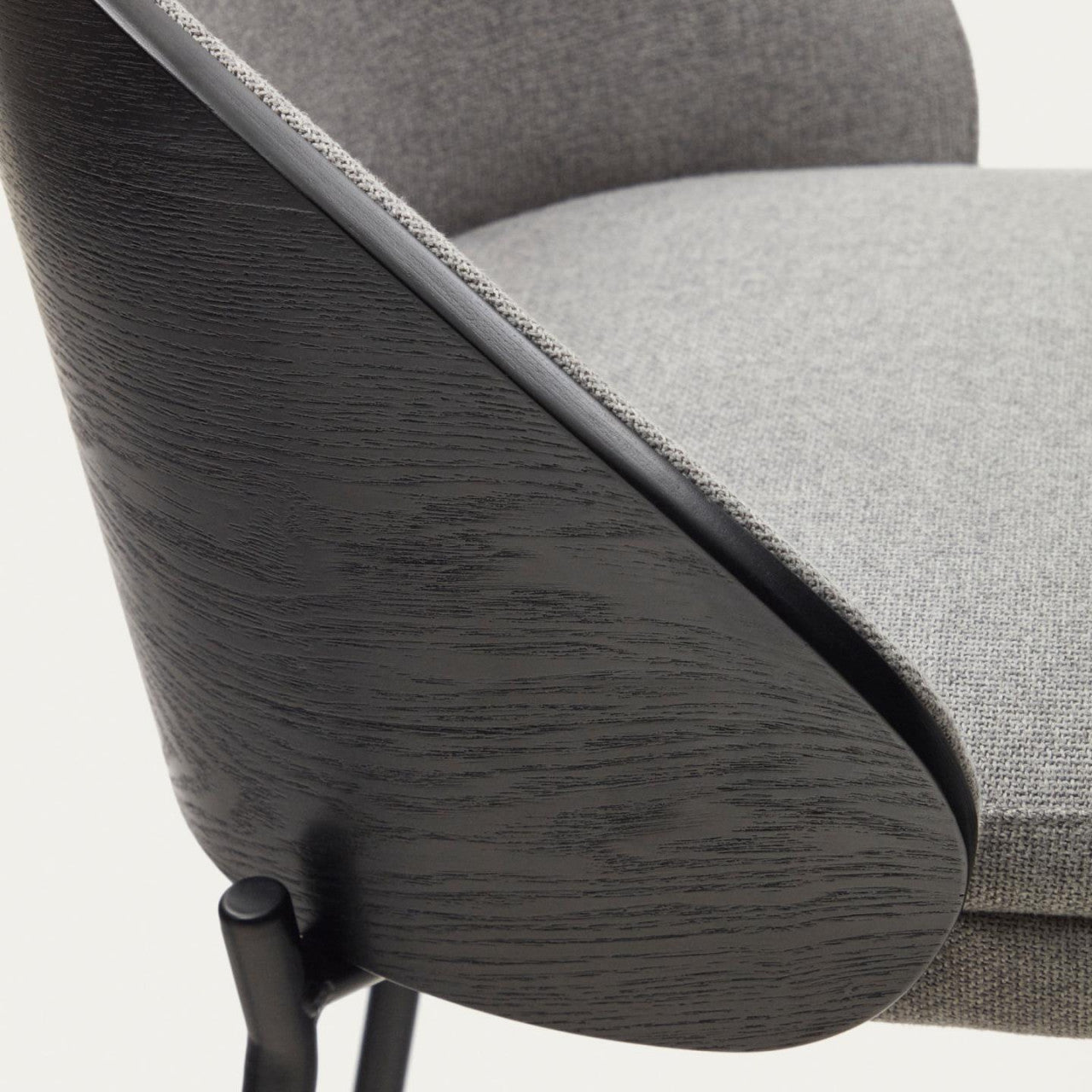 Scaun bar gri deschis/negru din textil Eamy Low Kave Home