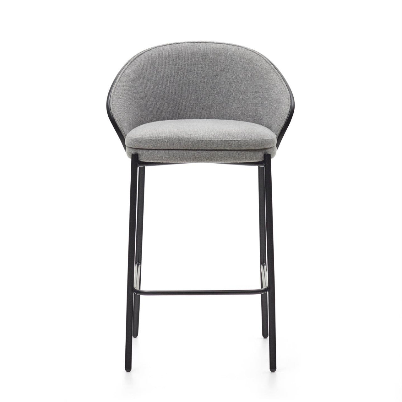 Scaun bar gri deschis/negru din textil Eamy Low Kave Home