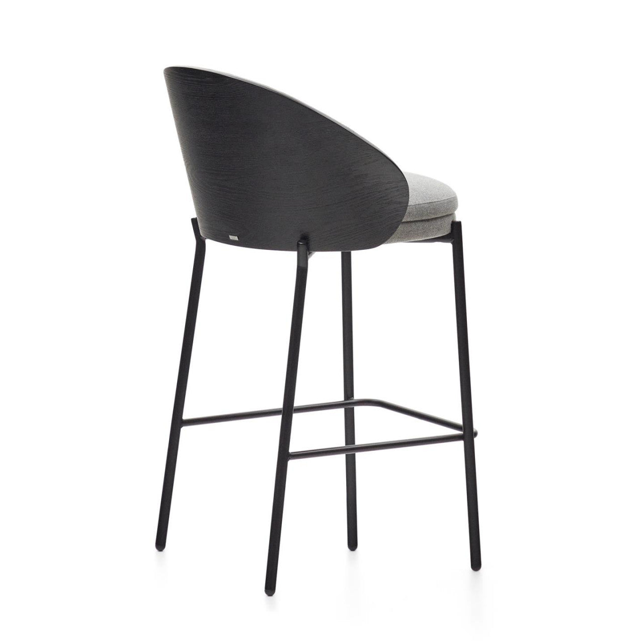 Scaun bar gri deschis/negru din textil Eamy Low Kave Home