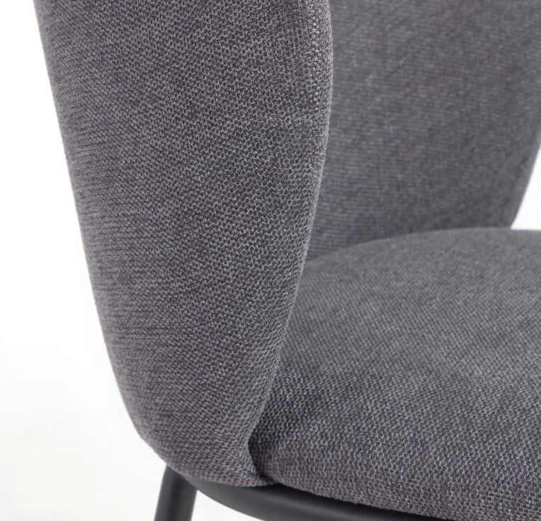 Scaun bar gri din textil Ciselia Low Kave Home