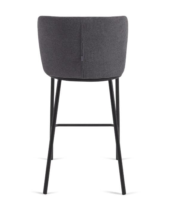 Scaun bar gri din textil Ciselia Low Kave Home