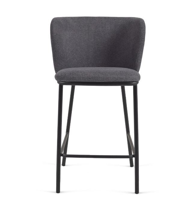Scaun bar gri din textil Ciselia Low Kave Home