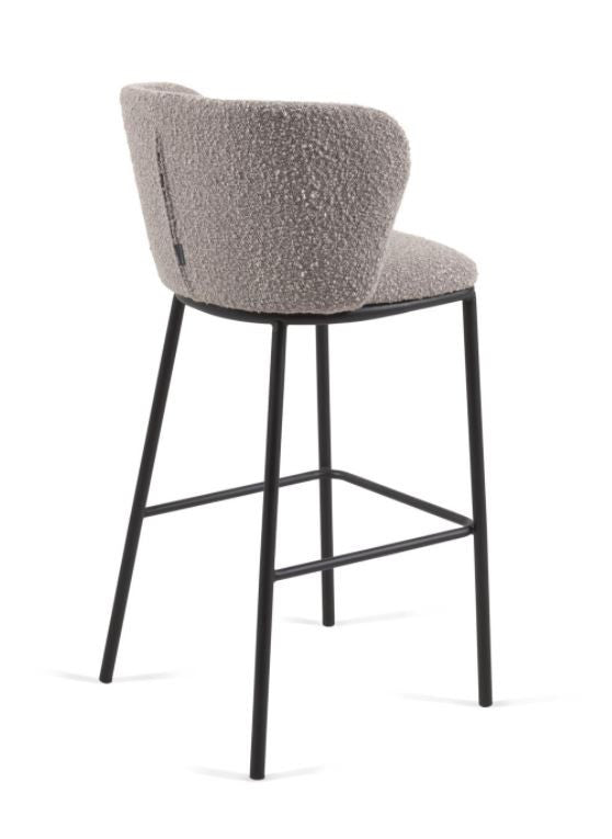 Scaun bar gri din textil Ciselia Style Kave Home