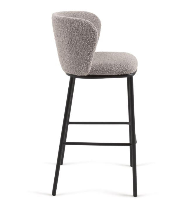 Scaun bar gri din textil Ciselia Style Kave Home