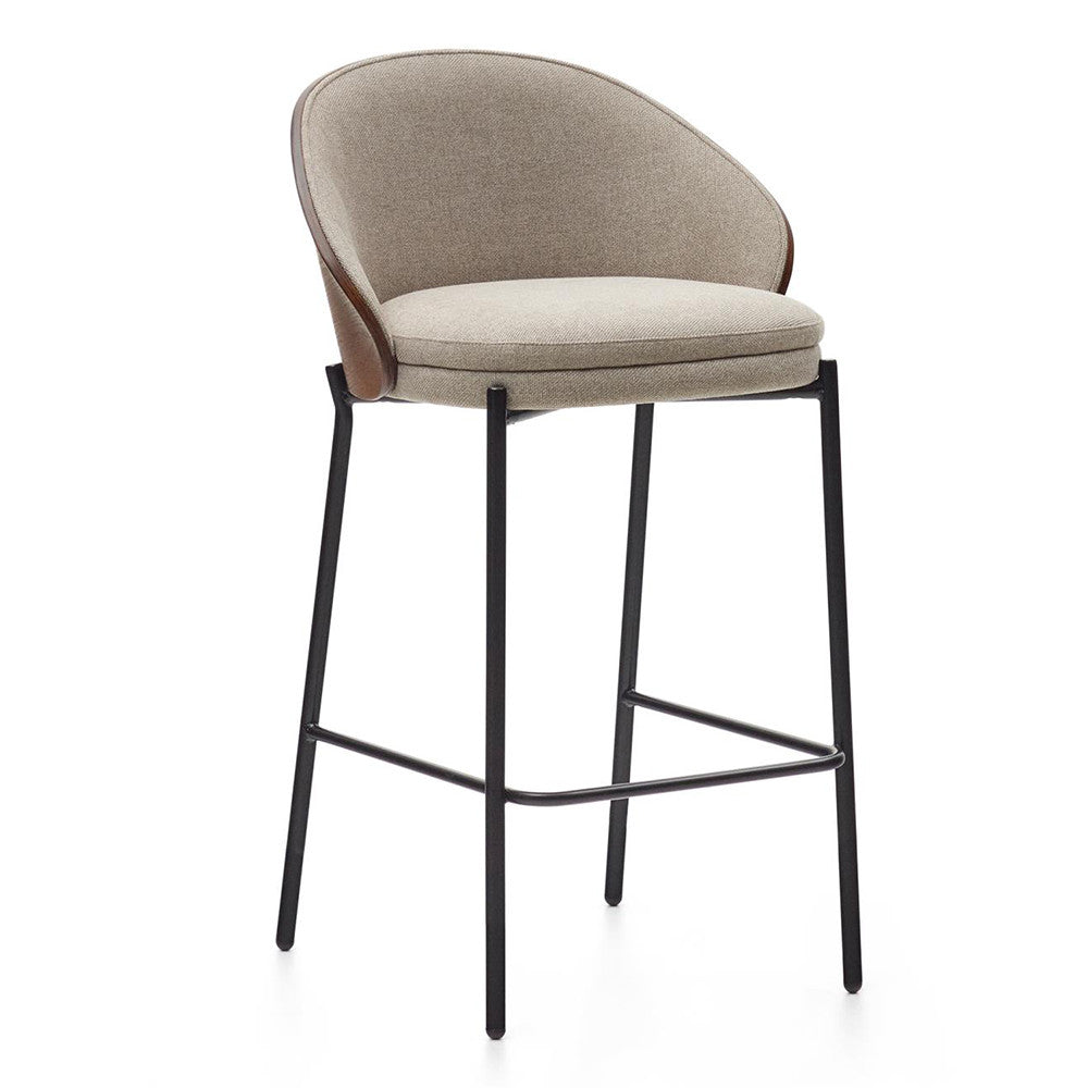 Scaun bar maro deschis/maro din textil Eamy Low Kave Home
