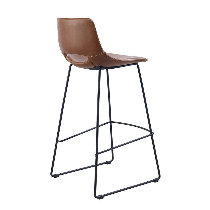 Scaun bar maro din piele ecologica Zahara Kave Home