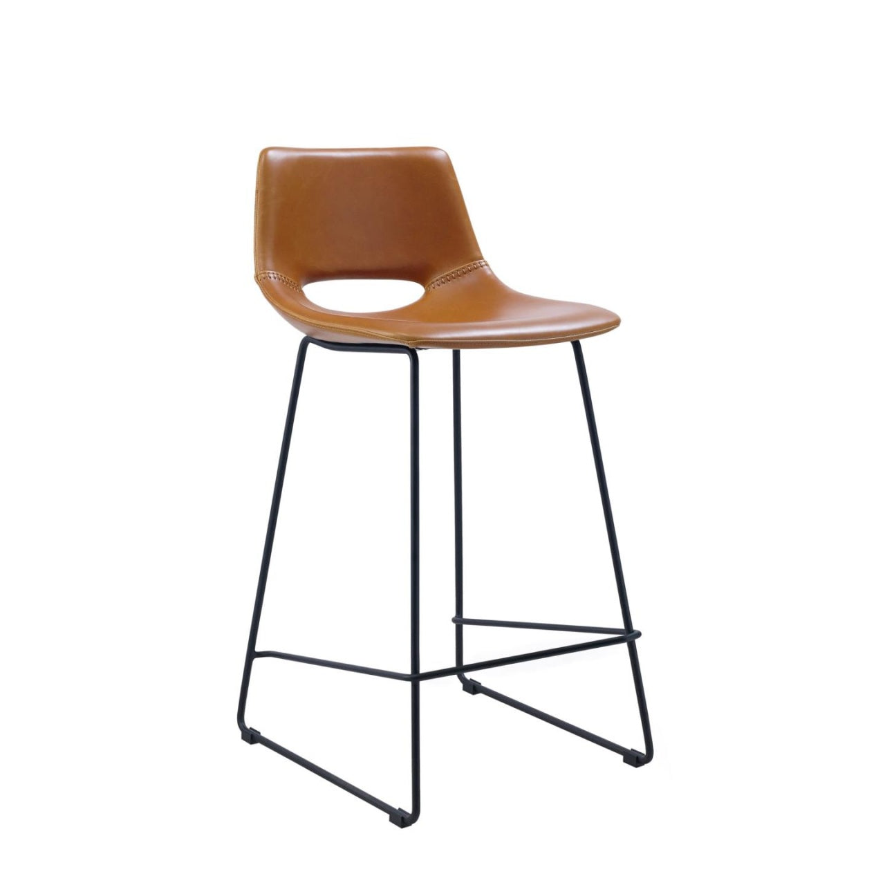 Scaun bar maro din piele ecologica Zahara Style Kave Home