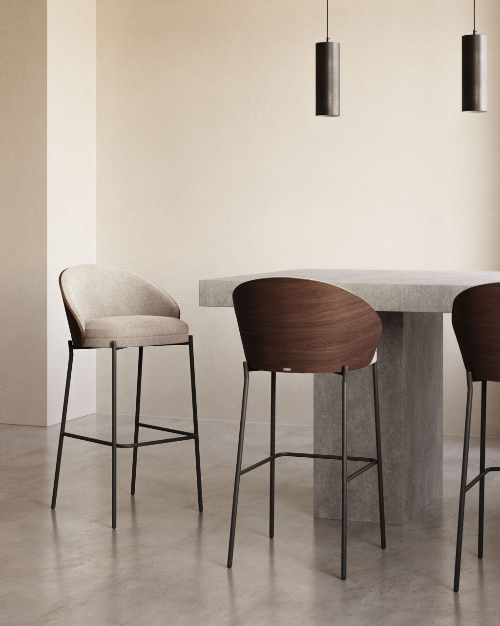 Scaun bar maro din textil Eamy Kave Home