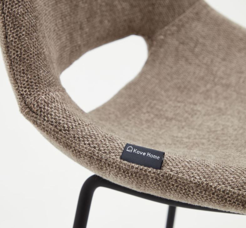 Scaun bar maro/negru din textil Zahara Low Kave Home