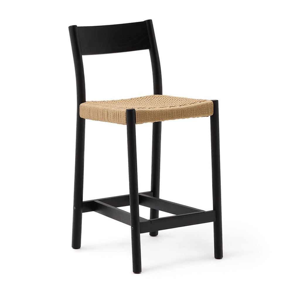 Scaun bar negru/crem din lemn Yalia Back Kave Home