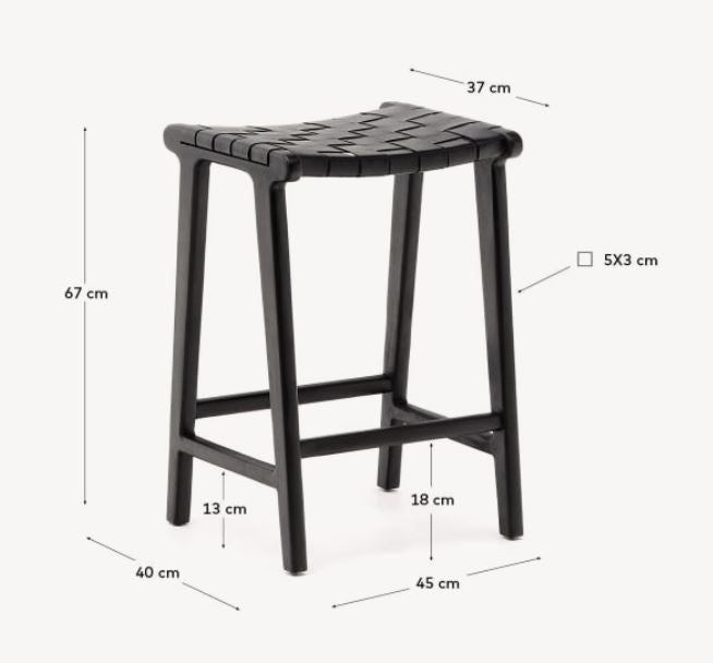 Scaun bar negru din lemn Calixta Kave Home