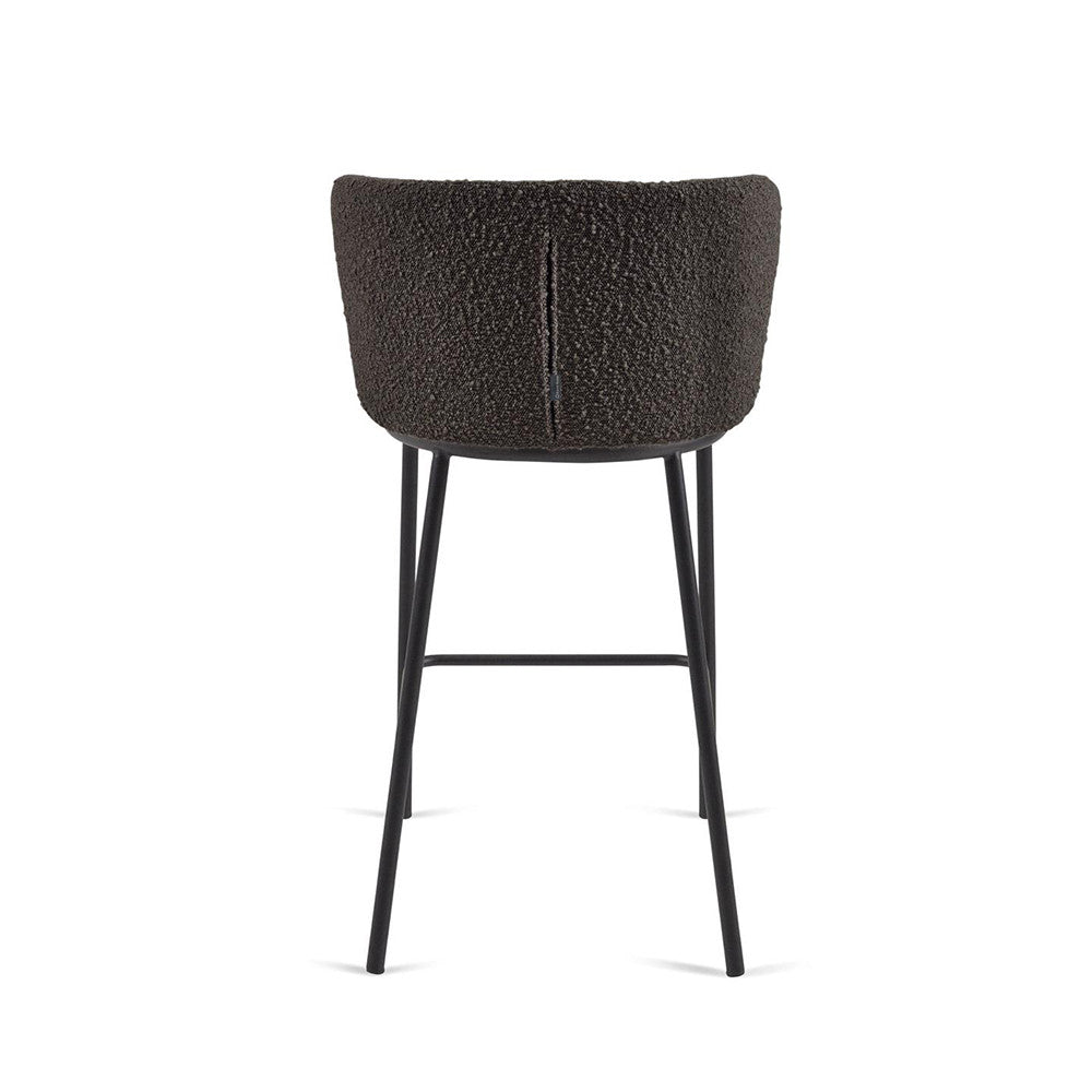 Scaun bar negru din textil Ciselia Shearling Kave Home