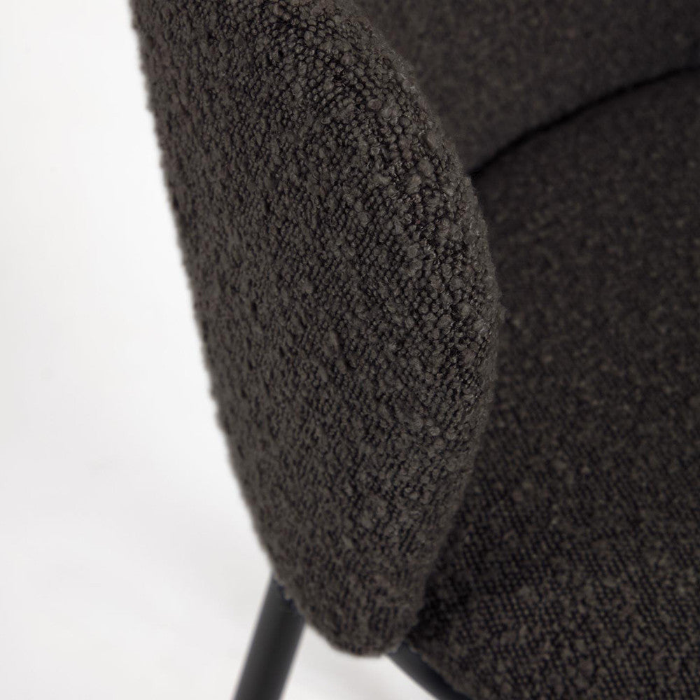 Scaun bar negru din textil Ciselia Shearling Kave Home
