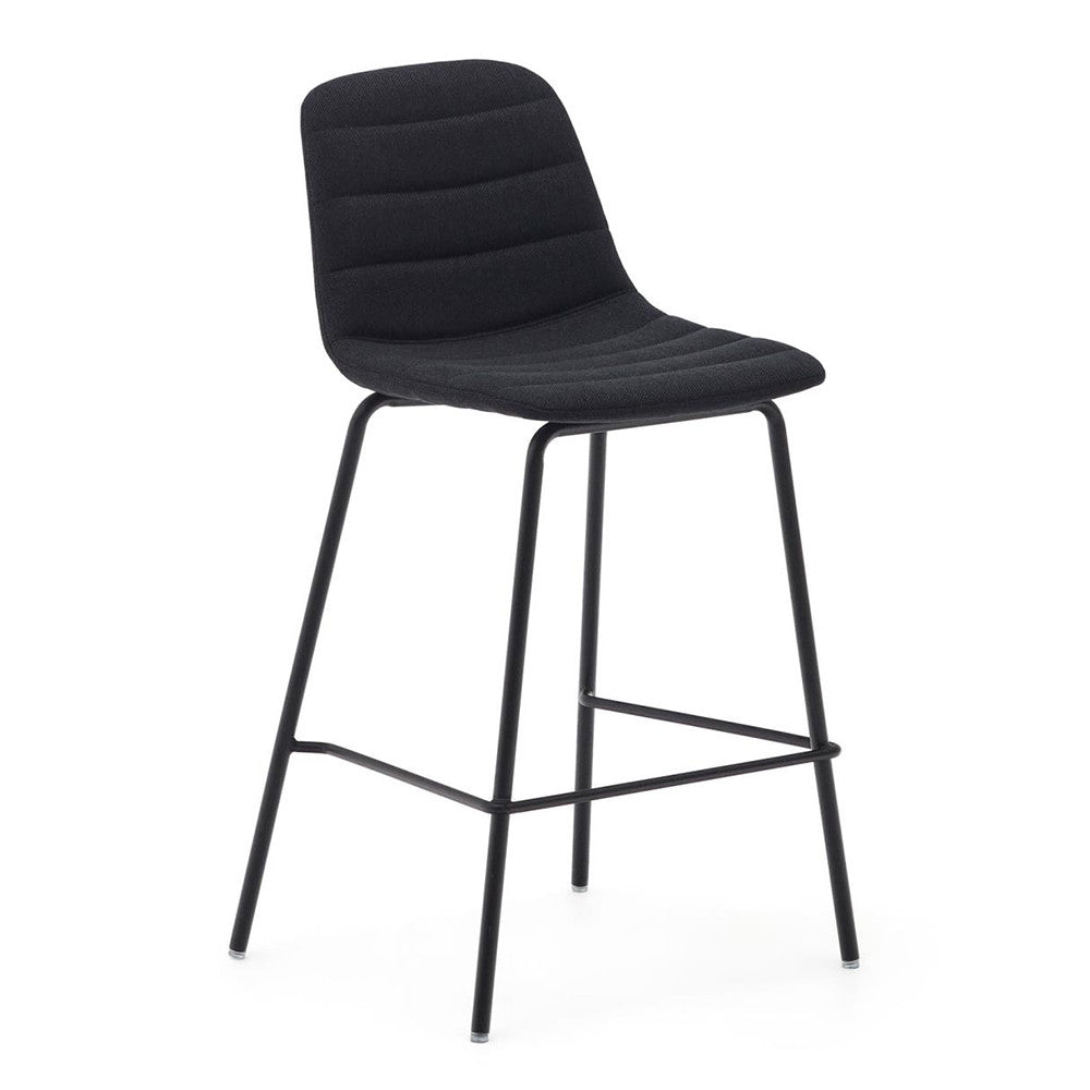 Scaun bar negru din textil Zunilda Kave Home