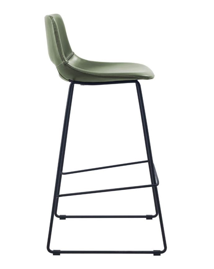 Scaun bar verde din piele ecologica Zahara Style Kave Home