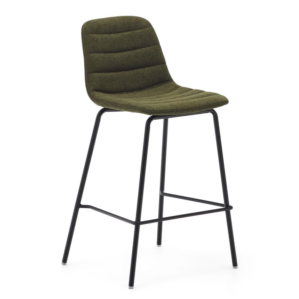 Scaun bar verde/negru din textil Zunilda Kave Home