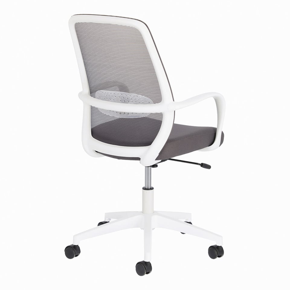 Scaun birou rotativ alb/gri din textil Melva Kave Home