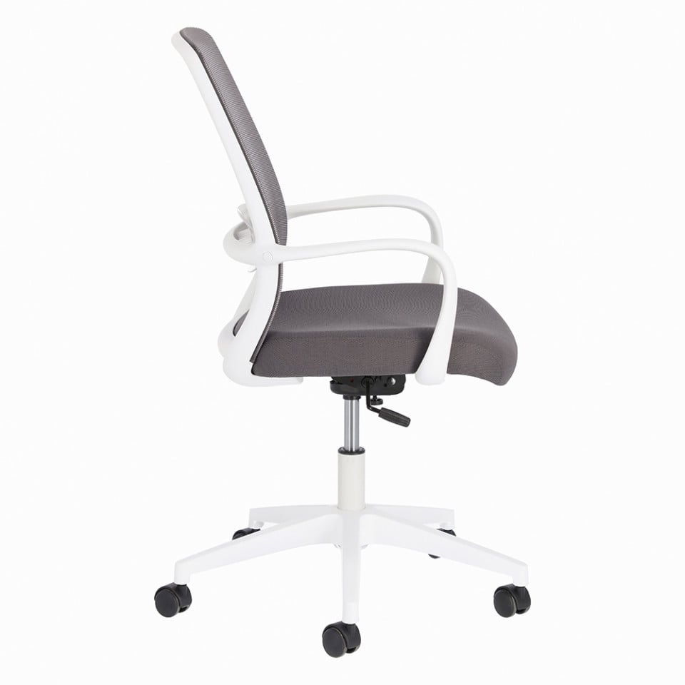 Scaun birou rotativ alb/gri din textil Melva Kave Home