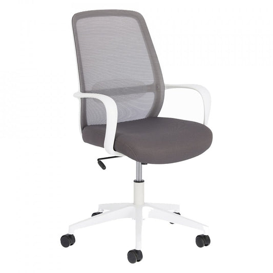 Scaun birou rotativ alb/gri din textil Melva Kave Home