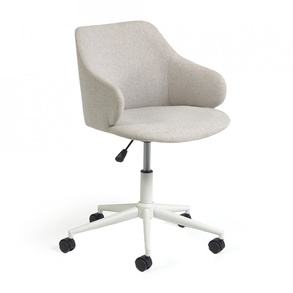 Scaun birou rotativ gri deschis din textil Einara Kave Home