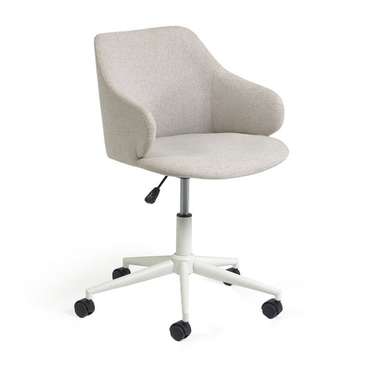 Scaun birou rotativ gri deschis din textil Einara Kave Home