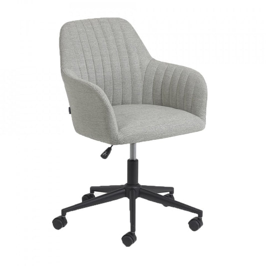Scaun birou rotativ gri deschis din textil Madina Kave Home