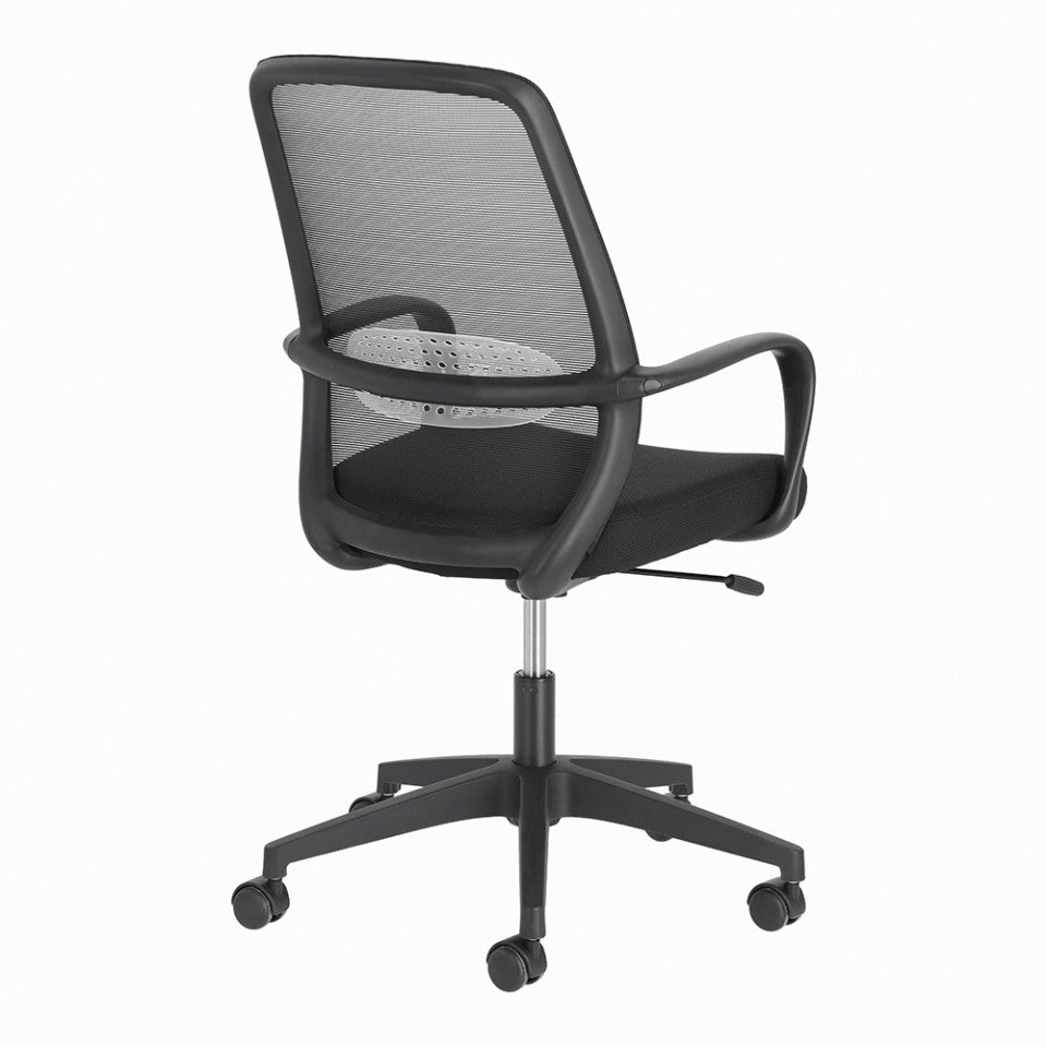 Scaun birou rotativ negru din textil Melva Kave Home