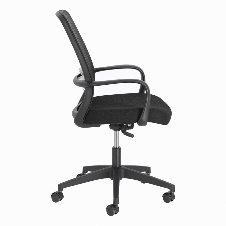 Scaun birou rotativ negru din textil Melva Kave Home