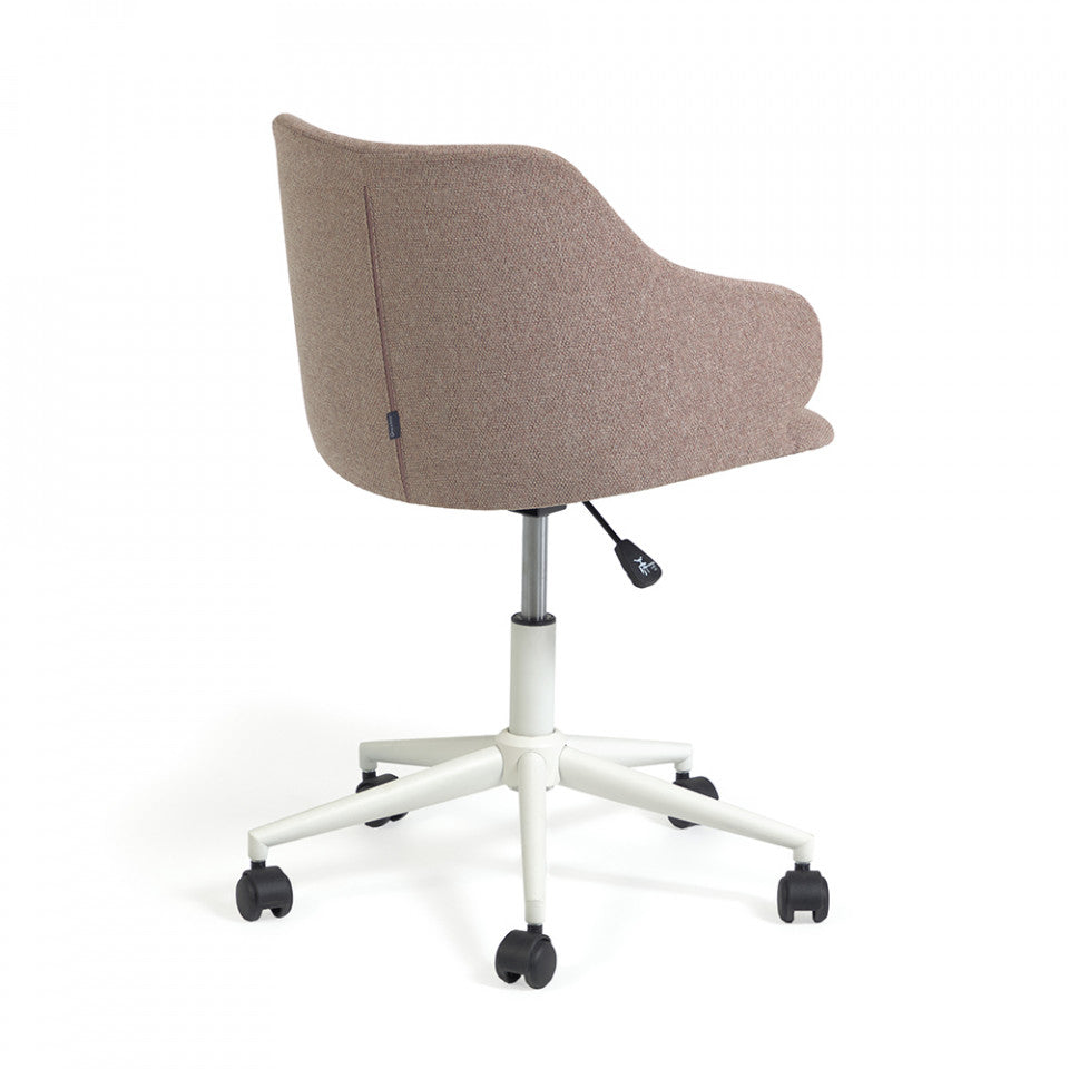 Scaun birou rotativ roz din textil Einara Kave Home