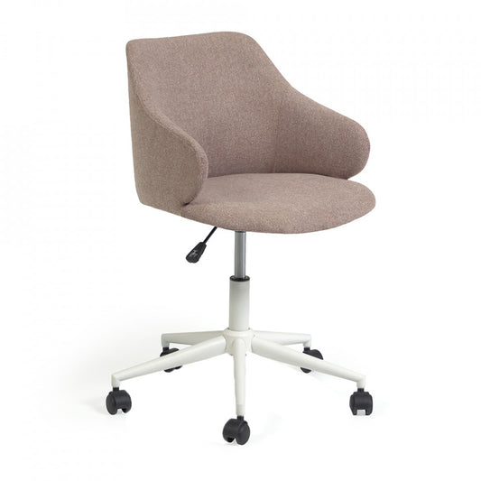 Scaun birou rotativ roz din textil Einara Kave Home
