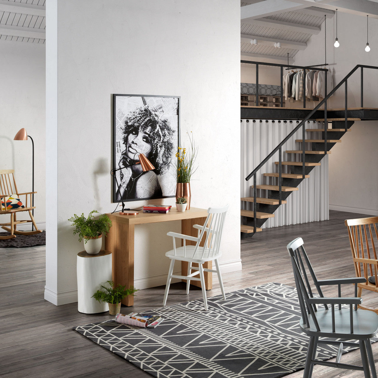 Scaun dining alb din lemn Tressia Kave Home
