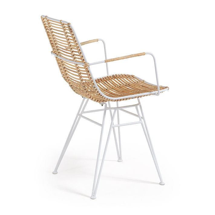 Scaun dining alb din ratan si metal Tishana Kave Home