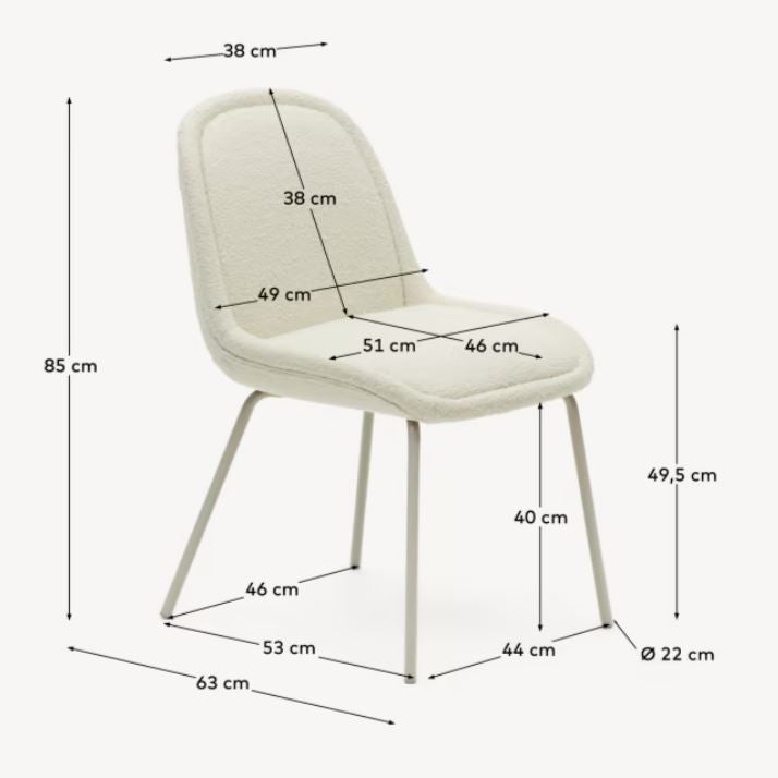 Scaun dining alb din textil Aimin Fleece Kave Home