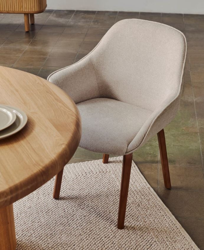 Scaun dining alb din textil Aleli Shearling Kave Home