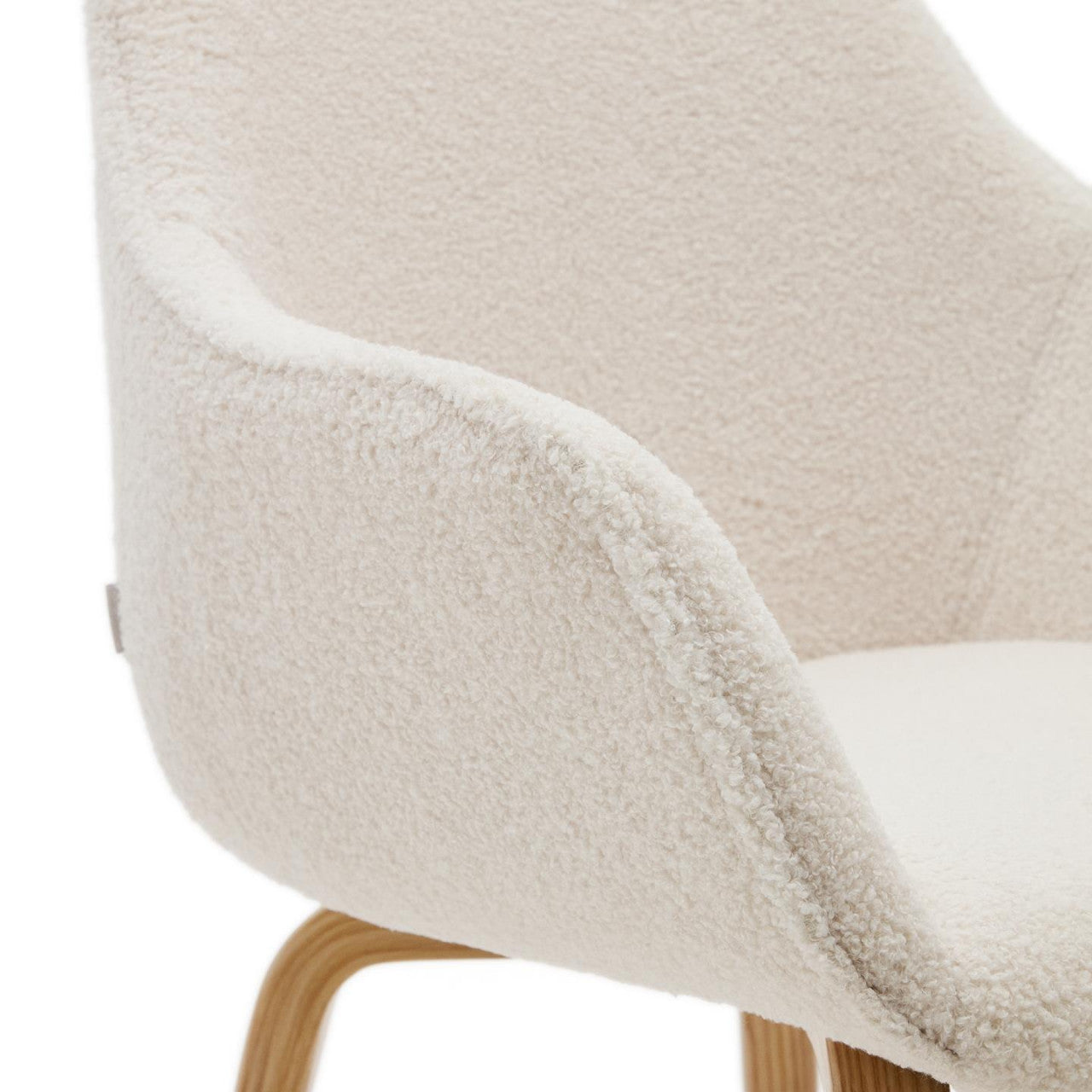 Scaun dining alb din textil Aleli Shearling Kave Home