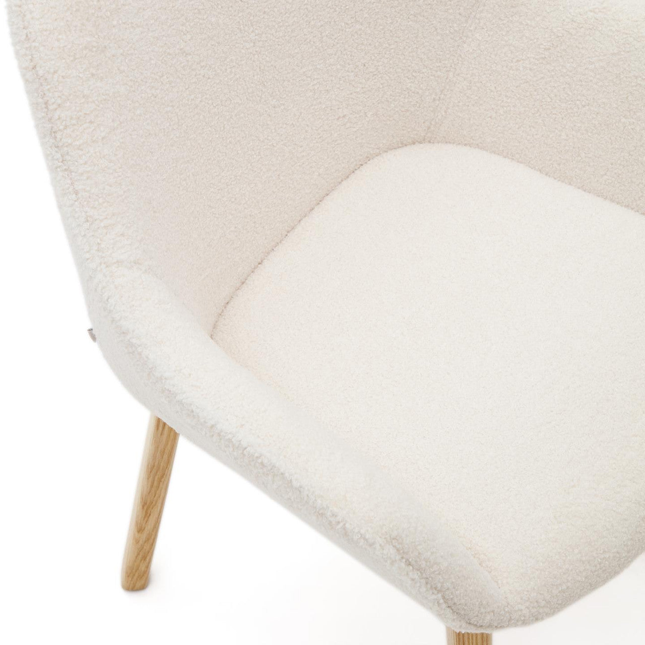 Scaun dining alb din textil Aleli Shearling Kave Home