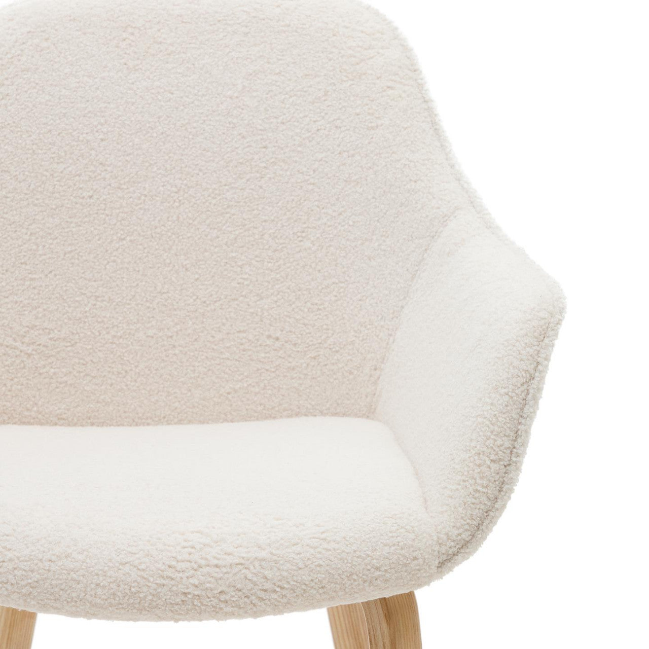Scaun dining alb din textil Aleli Shearling Kave Home