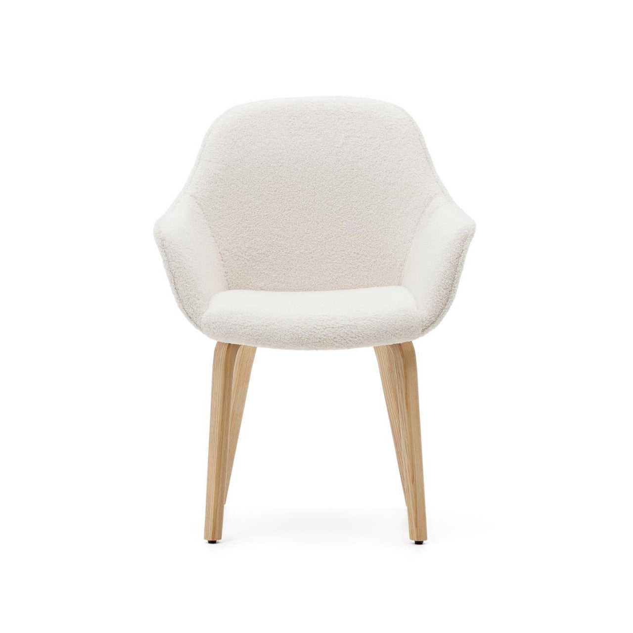 Scaun dining alb din textil Aleli Shearling Kave Home