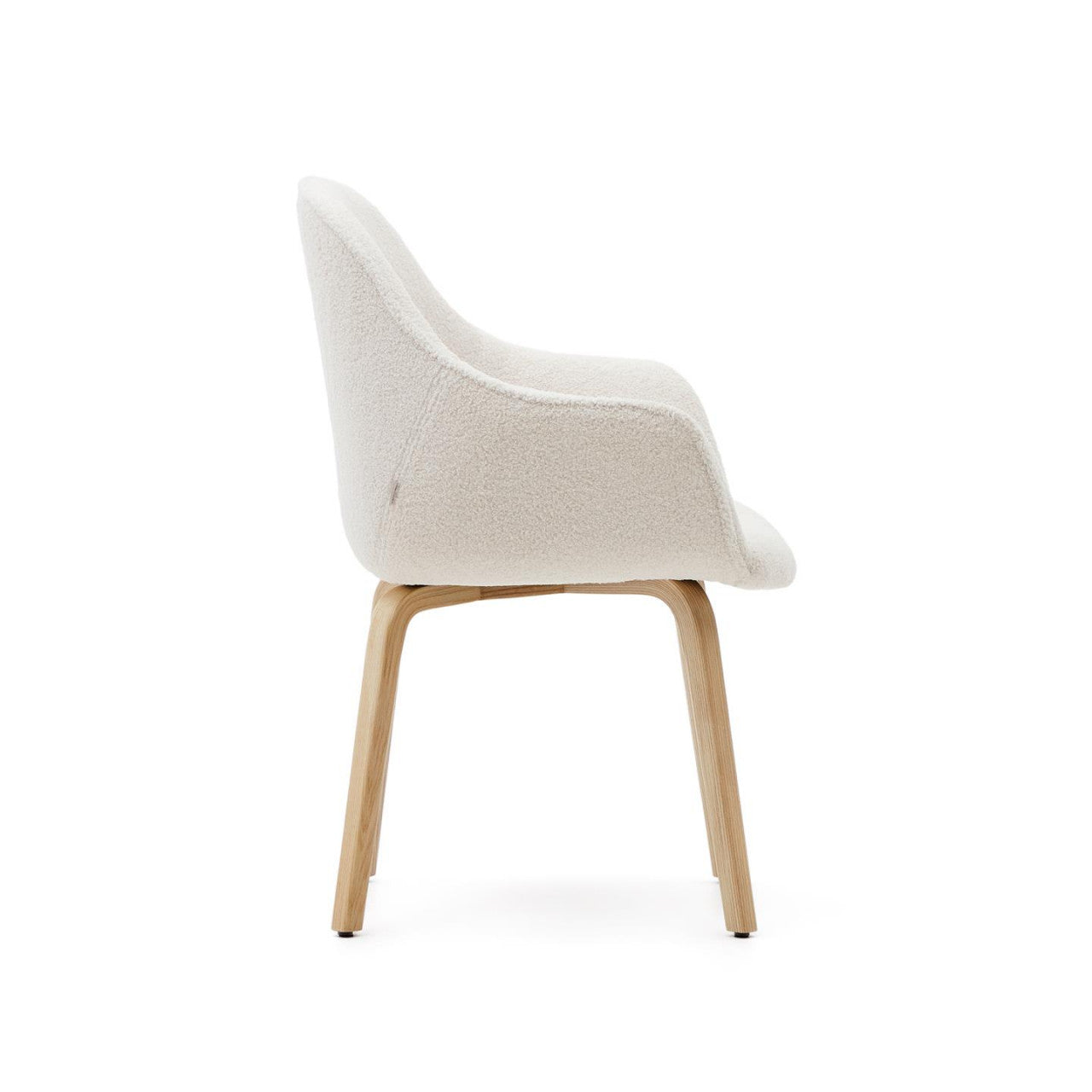 Scaun dining alb din textil Aleli Shearling Kave Home