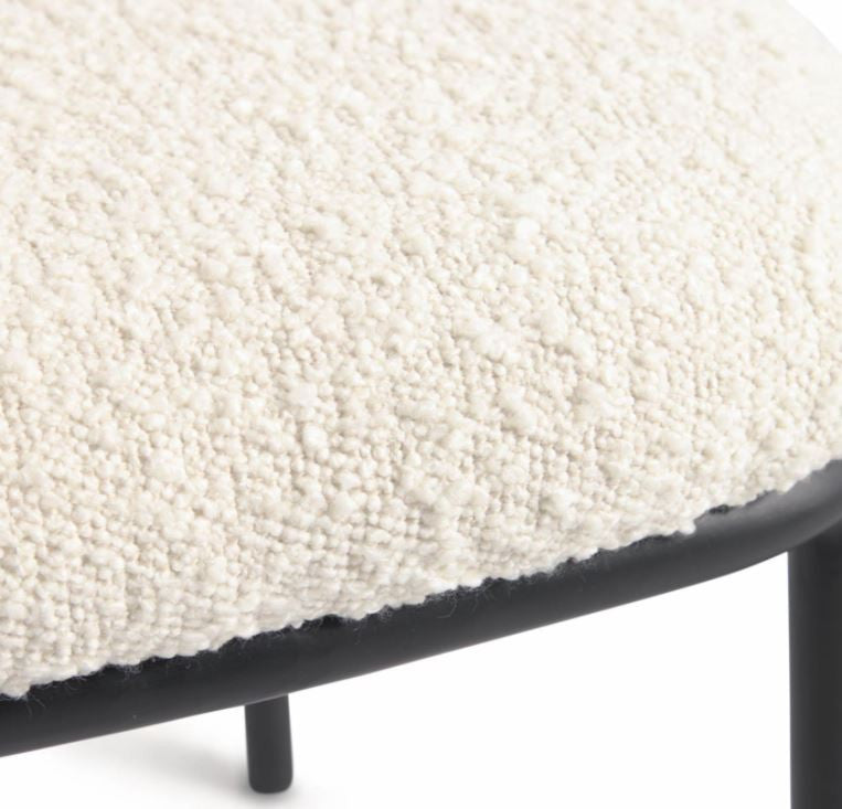 Scaun dining alb din textil Ciselia Kave Home