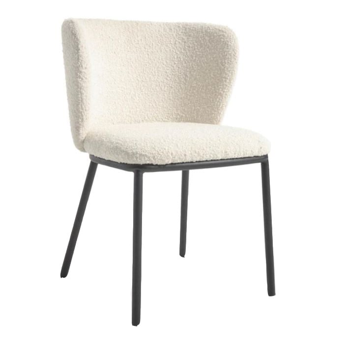 Scaun dining alb din textil Ciselia Kave Home
