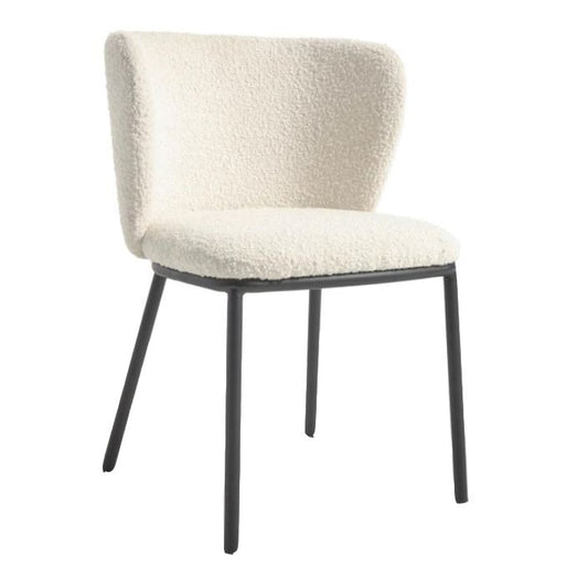 Scaun dining alb din textil Ciselia Kave Home